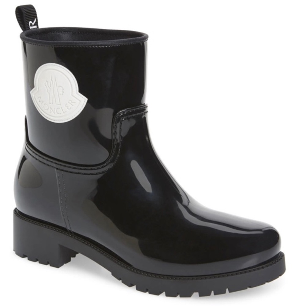 Black and White Moncler Rain Boots Size 37 in Great Condition!